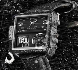 Casual Leather Mens Watchs Top Brand Luxury Double Display Quartz Watch Men Men Imperposed Week Date Electronic Digital Clock 2105173782720