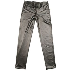 Pantalon en cuir décontracté mince mat léger Faux Stretch jambe serrée scène mâle crayon pantalon 240309