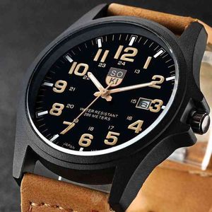 Correa de cuero casual Número Dial Cuarzo Muñeca Moda Hombres es para hombre Estilo deportivo simple Reloj masculino relogio masculino Y220707