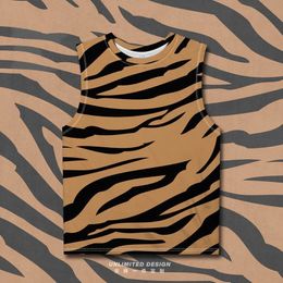 Camete de tanque gráfico de estampado de leopardo informal para hombres Harajuku Fashion Hawaii Piel de animales Vest Tigre Tigador Aloha Beach Tops 240508