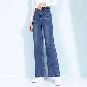 Casual Loose Soft Plus Taille Large Jambe Silm Femmes Denim Pantalon Printemps Solid Office Lady Jeans Mode All-Match Bottoms 210525