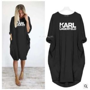 Casual luxe Karl Lagerfield Woman Dresses Comfortabele vrouwen losse jurken Karl Letter Designer Letters Print Plus Size kleding Karl Lagerfield Bag Jurk 42