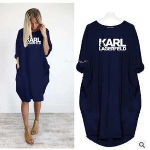 Casual luxe Karl Lagerfield vrouw jurken comfortabele vrouwen losse jurken Karl Letter Designer letters print plus size kleding Karl Lagerfield Bag jurk 40