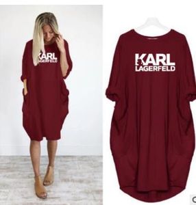 Casual Luxury Karl Lagerfield Woman Robes confortables Femmes Robes lâches Karl Lettre de créateurs Lettres imprime