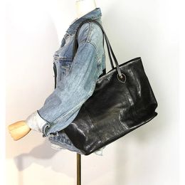 Casual Luxury Natural Realine Cuir Femmes Largecapacité noire sac fourre-tout extérieur travail quotidien grand sac à main