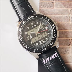 Casual Men Black Ceramic Bezel Digital Watch Sport LED Relojes de doble pantalla Reloj de pulsera electrónico de cuarzo de acero inoxidable a prueba de agua