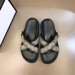 Casual Men Designer Slippers Flat Gray Letter Gedrukt Mode Luxe Mens Dia's Slippers Plus Size Cross Slide Lederen