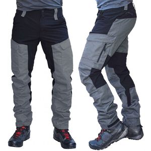 Casual Hommes Mode Color Block Multi Poches Sports Long Cargo Pantalon Pantalon de travail pour hommes LJ201104