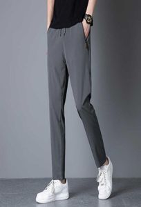 Casual mannen broek zomer ijs zijden rek volledige lengte rechte pant lichtgewicht ademend snel droge antiwrinkle streetwear pant x4395269