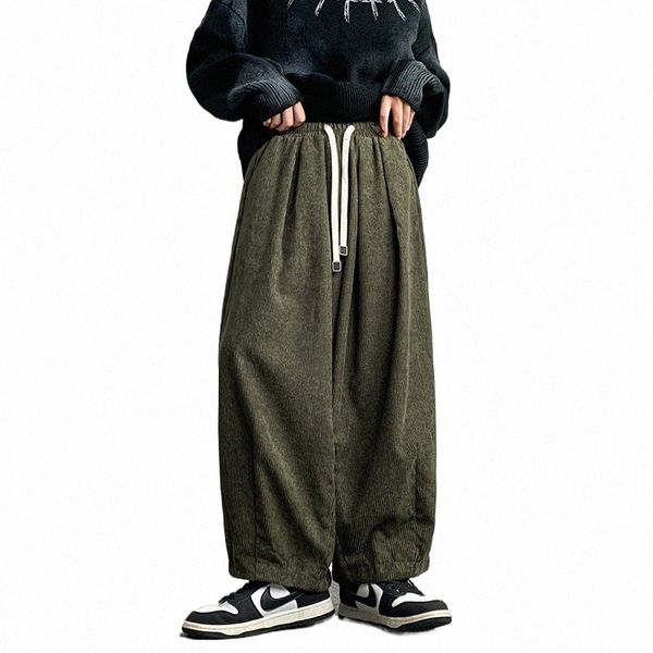 Pantalon décontracté pour hommes Harajuku Solid Male Harem Pantalon en velours côtelé surdimensionné Lâche Fi Hommes Femmes Jogger Pantalon Streetwear 5XL M67j #