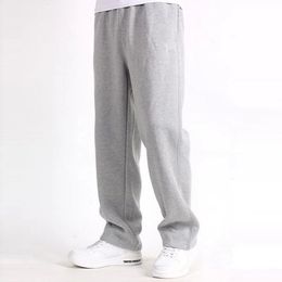 Men casuales Pantalones rectos Pantalones sueltos grises Color sólido Drawstring Joggers Streetwear Harem de piernas anchas 240421