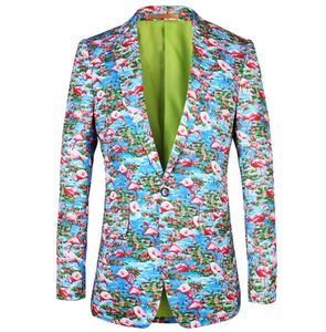 Veste de costume d'hommes décontractés Blazer 2017 Nouvelle marque Blazer Flamingo Modèle Impression de conception Blazers Fleurs pour hommes plus veste taille1969602