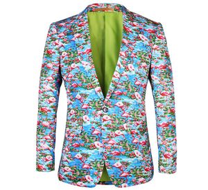 Casual Men Suit Jack Blazer 2017 Nieuw merk Blazer Flamingo Patroon afdrukken Design Blazers Flowers Mens Plus Size Jacket1277334