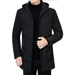 Casual Men Winter Parka mi-longueur 2 couleurs nouvelle veste chaude Outwear coupe-vent manteau à capuche taille L-4XL 201104