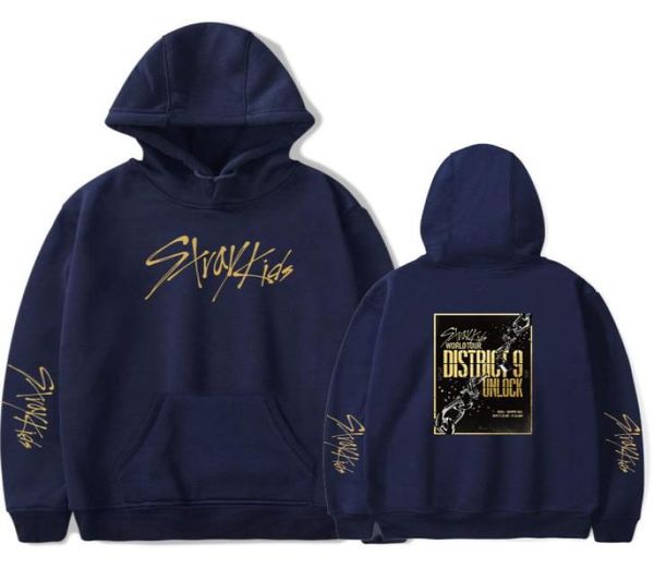 Casual hommes femmes sweat à capuche sweat Stray Kids leur tournée mondiale District 9 déverrouiller 2D imprimer sweat à capuche hommes femmes vêtements X1026164311