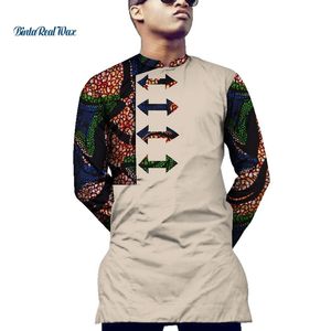 Chemise décontractée pour hommes vêtements africains Dashiki imprimé flèche motif chemise hauts Bazin Riche vêtements traditionnels africains WYN551