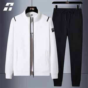 Casual heren Tracksuit Spring herfst Sportswear Men 2 -delige sets Zreetbroek Print Brand Zipper mannelijk sweatshirt pak plus maat 220813