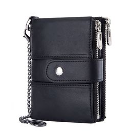 Casual heren portefeuille munt portemonnee rfid antitheft cashtas lederen multi functionele gesp rits ritsje retro mad paarden cowhide kaarthouder portemonnee