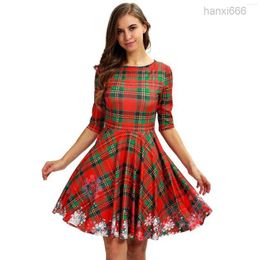Casual Modlily.com Holiday Holiday Plaid Print Round Collar Short Mini Snow Punk Rave Undefined 648