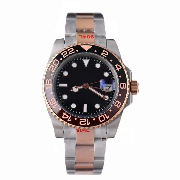 Movimiento casual Relojes de 41 mm Relojes para hombres Relojes de diseño Orologio resistente al agua Reloj automático para hombre Relojes de lujo con esfera negra en oro rosa y plata Relojes de alto rendimiento