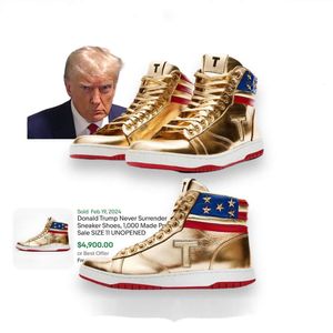 Casual nieuw uitgebalanceerde schoenen TOP Trumps Never Surrender Basketball High-Tops heren Designer Sneakers Goud Aangepaste luxe dames Sport Trendy Trainer 56