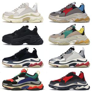 Casual Nieuwste Triple S Mannen Vrouwen Luxurys Designers Dad Schoenen Originele Duidelijke Crystal Bottom Platform Sneakers Trainers Leer Suède Parijs 17 FW Sport EUR 45