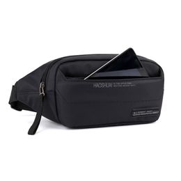 Riñonera informal para exteriores, riñonera de nailon negro para hombre, riñonera para el pecho, bolsa para teléfono, Banana Hip, primavera 2020, New278F