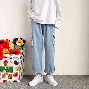 Pantalon décontracté rétro Hombre cheville longueur outillage pantalon hommes surdimensionné conception ample Cargo pantalon Streetwear Style japonais Harajuku G220224