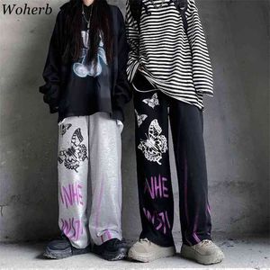 Pantalons décontractés femmes Harajuku gothique pantalons Streetwear Vintage coréen Ins mode pantalon droit bas 210519