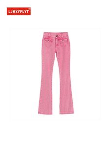 Casual Pink Pocket Jeans Mujer Primavera Verano Nuevo Simple Color Sólido Retro Hot Girl Micro-flare Pantalones de mezclilla rectos Mujer T220728