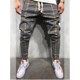 Casual plaid enkellengte broek mannen broeken hiphop jogger jogger jogger japanse streetwear