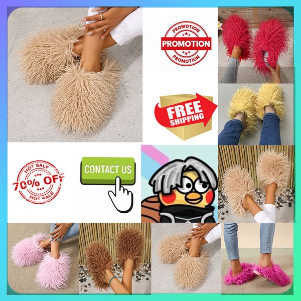 Livraison gratuite Plate-forme décontractée en peluche diapositives pantoufles hommes femme garder au chaud avec peluche légère grande taille semelles super douces sandales d'hiver plates 36-49