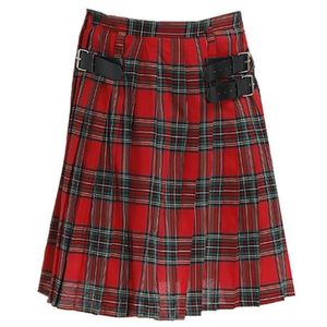 Pantalon plissé plissé écossais pour hommes pantalon de mode pantalon de cargaison pantalon plaid motif en vrac mi-jupes masculin 234r