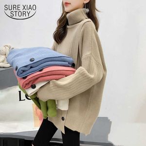 Casual Plus Size Losse Vrouwen Trui Winter Solid Turtleneck Pullover Dame Jumper Gebreide Sweater Mode Kleding 11854 210527