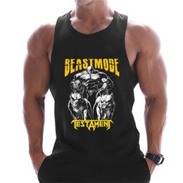 Casual Gedrukt Tank Tops Mannen Bodybuilding Mouwloos Shirt Katoen Gym Fitness Workout Kleding Stringer Singlet Mannelijke Zomer Vest 220615