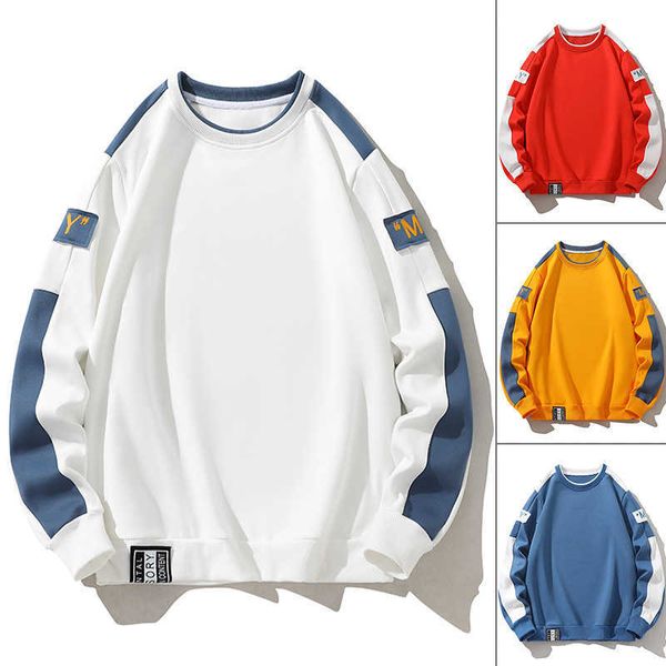 Sudadera con capucha informal para hombre primavera nueva capa interior holgada con marca de moda cuello redondo Camiseta de manga larga ropa