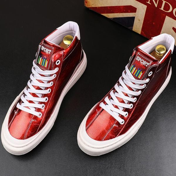 Bottes masculines rouges décontractées 2021 Nouvelle version coréenne de la mode Breathable High - Top Shoes Zapatillas Hombre B6 554