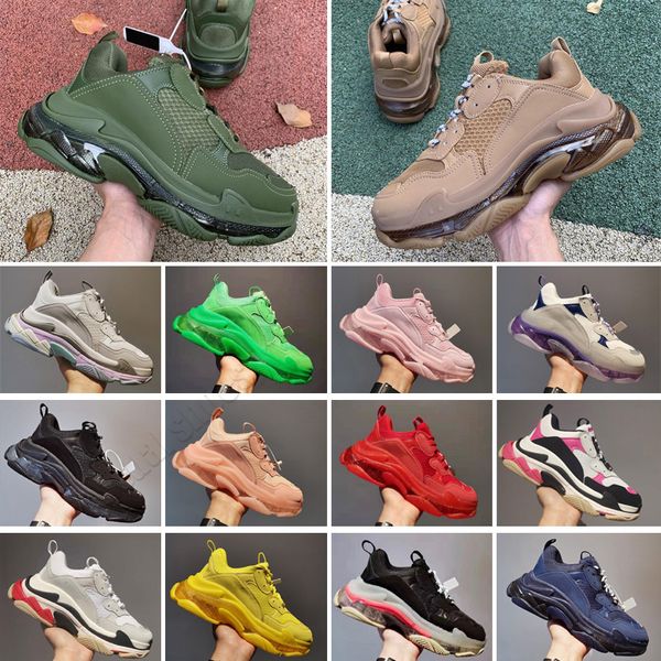 Chaussures à roulettes décontractées Baskets à plateforme Baskets pour hommes Noir Blanc Gris foncé Rose Split Multi Fuchsia Beige Taupe Jogging Marche Triple S Hommes FemmesHOO4