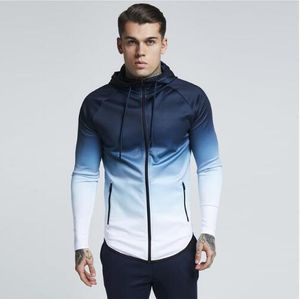 Casual Running Veste Hommes Zippé Gradient Fitness Manteau À Capuche Jogging Randonnée Sweats Gym Sport Veste Basketball Hoodies Vêtements