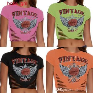 Casual sexy designer tops dames t-shirt zomer ronde nek open navelstreng dames shirt veelzijdige strakke en geperforeerde navel blootgestelde korte mouw tee