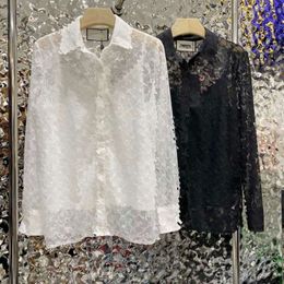 Casual overhemd designer t-shirt met lange mouwen jacquard vest jas luxe dameskleding y2k doorzichtige jas mode button-down shirts