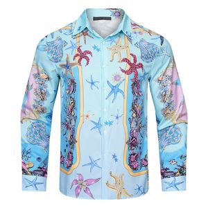 Chemises décontractées imprimé floral pour hommes automne à manches longues mince chemise asual affaires sociales robe formelle hauts street party smoking m-3xl # 104