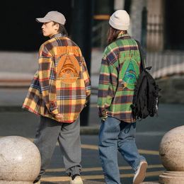 Chemises décontractées rétro Plaid chemise à manches longues hommes rue Hip-hop japonais marque à la mode Haruku mode laine Couple haut Springm