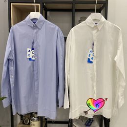 Casual Shirts Side Button Mannen Vrouwen 1: 1 Hoogwaardige snijden dubbele zoom enigszins oversize blouse