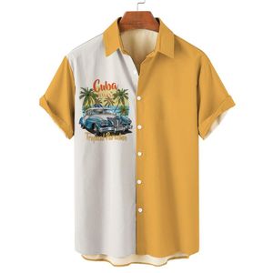 Camisas informales de verano Vintage Top 3D impreso coche suelto camisa hawaiana para hombres playa Aloha Ropa de moda Ropahombre 962