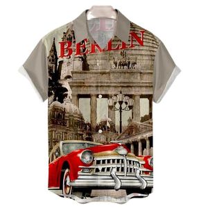 Chemises décontractées d'été Vintage Top 3D Imprimé Car Labré Hawaiian Mens Shirt Beach Aloha Fashion Clothing