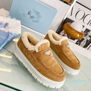 Casual schoenvrouwen monoliet gesp fur hare fleece sneeuwschoenen shearling korte laarsschoenen