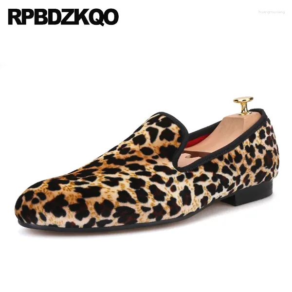 Zapatos casuales 13 12 Fiesta de estampado de leopardo zapatillas para fumar 47 PLATOS DE CATA MARRÓN CONSEJOS Mocasines British Round Slip on Men gran tamaño