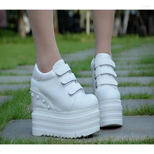 Casual Schoenen 14CM Super Hoge Hakken Platform Wiggen Hoogte Toenemende Dames Herfst Enkellaarsjes