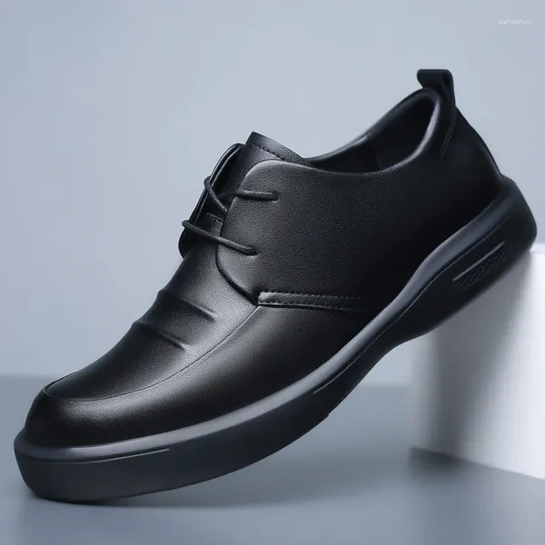 Chaussures décontractées 2024 Black Business Leather Men's Korean Edition One Step Fashion Round Head